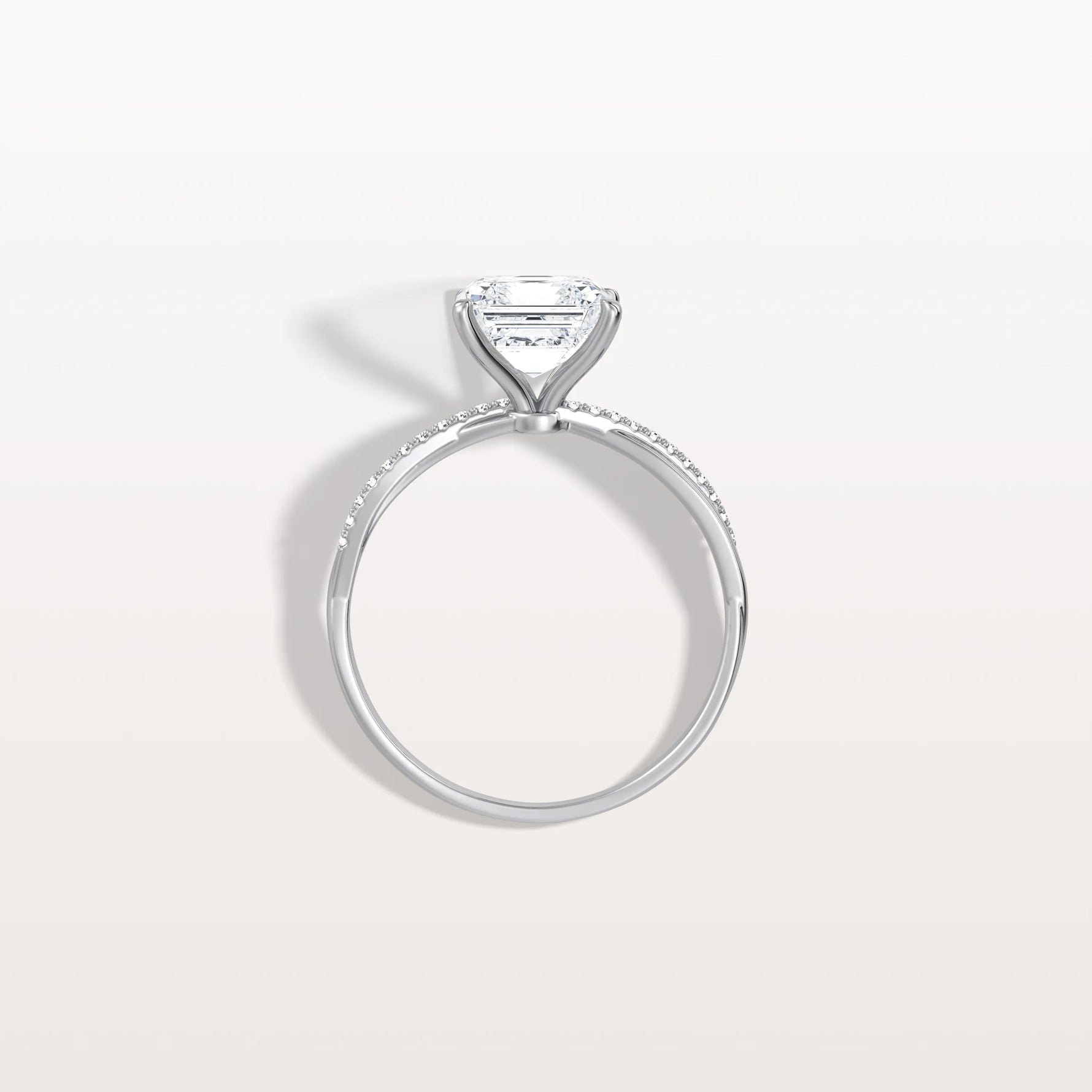 2CT Asscher Cut Lab Diamond Twisted Engagement Ring In Solid Gold/Platinum - Rings