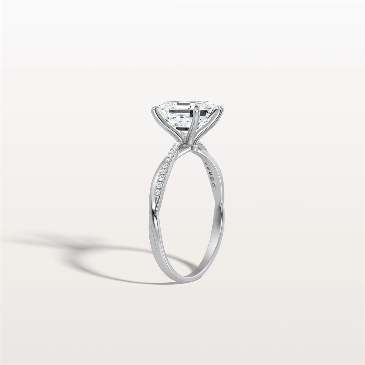2CT Asscher Cut Lab Diamond Twisted Engagement Ring In Solid Gold/Platinum - Rings