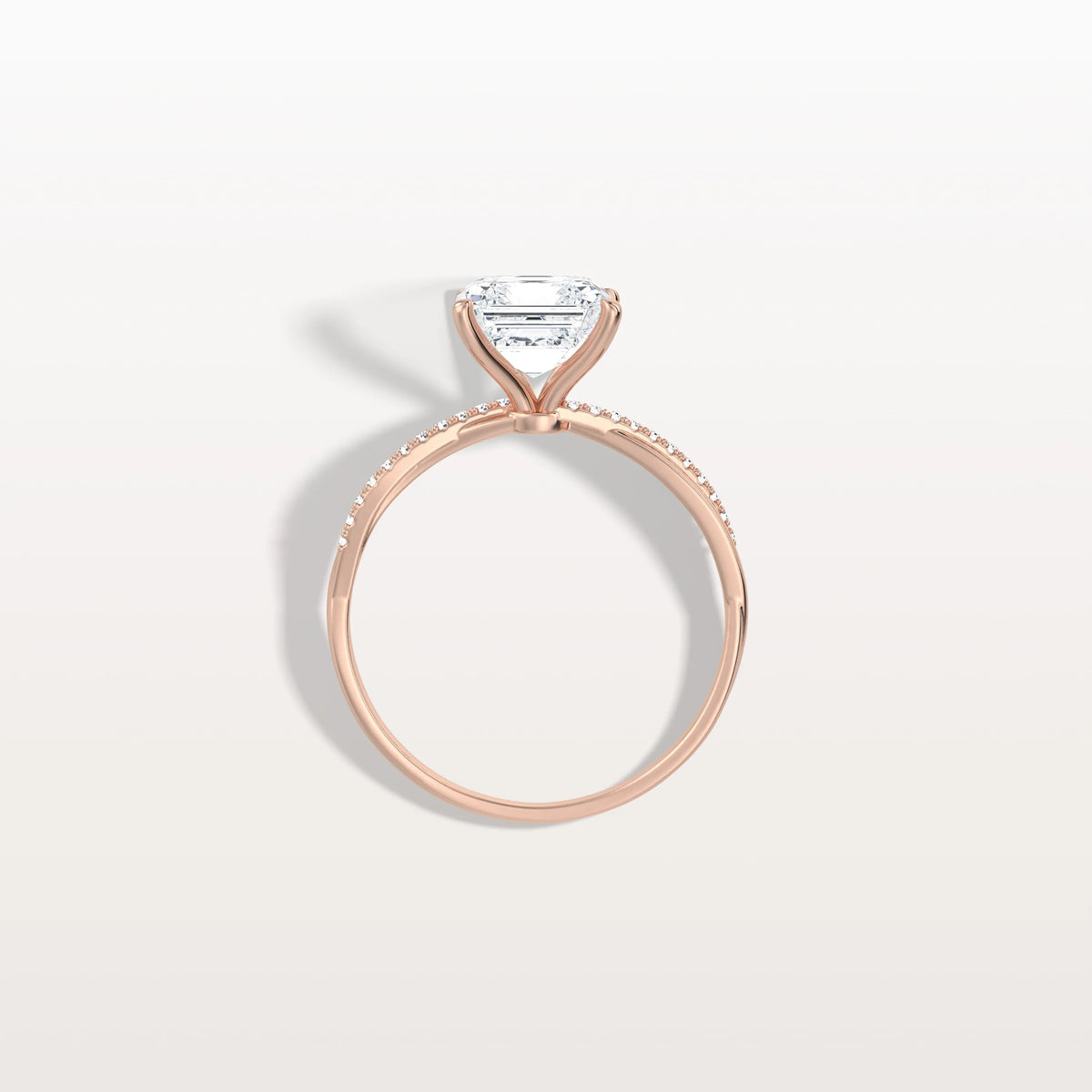 2CT Asscher Cut Lab Diamond Twisted Engagement Ring In Solid Gold/Platinum - Rings