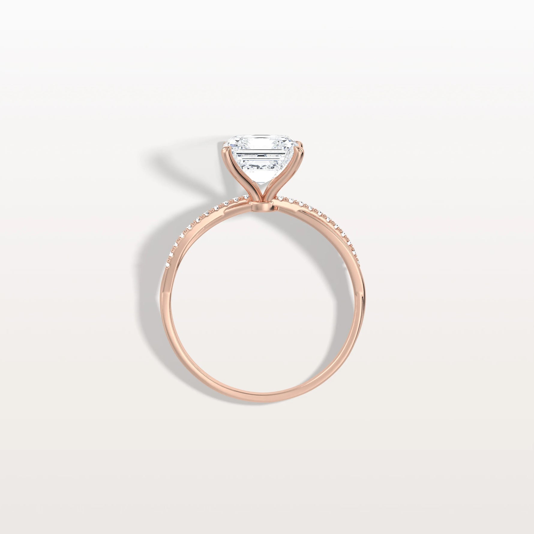 2CT Asscher Cut Lab Diamond Twisted Engagement Ring In Solid Gold/Platinum - Rings