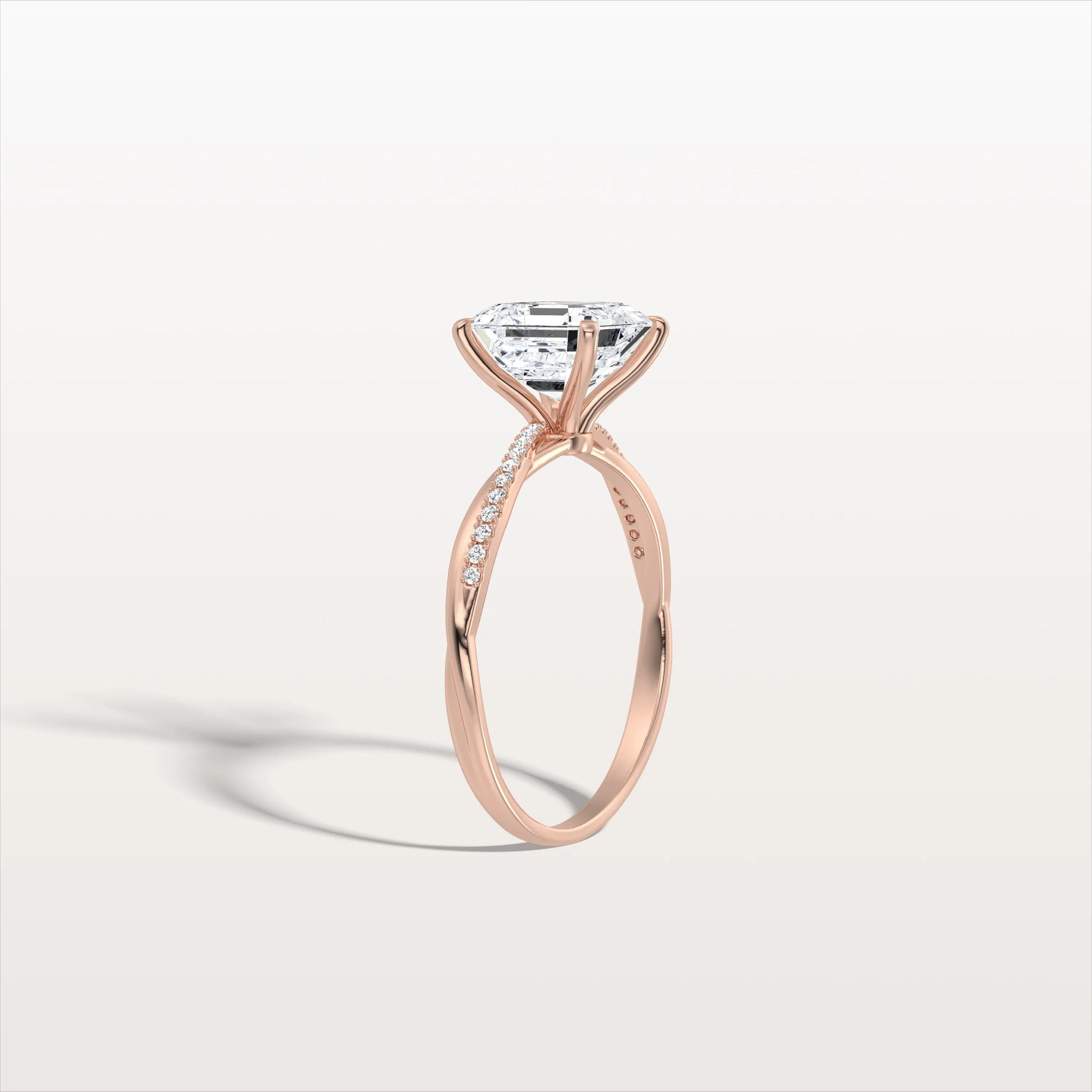 2CT Asscher Cut Lab Diamond Twisted Engagement Ring In Solid Gold/Platinum - Rings