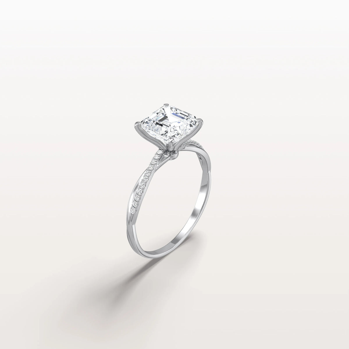 2CT Asscher Cut Lab Diamond Twisted Engagement Ring In Solid Gold/Platinum - Rings