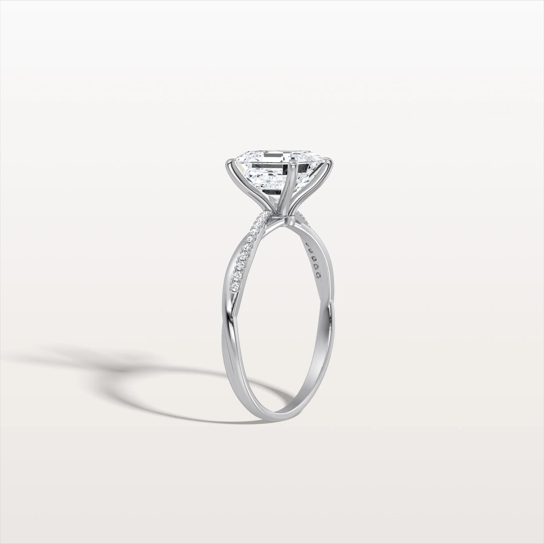 2CT Asscher Cut Lab Diamond Twisted Engagement Ring In Solid Gold/Platinum - Rings