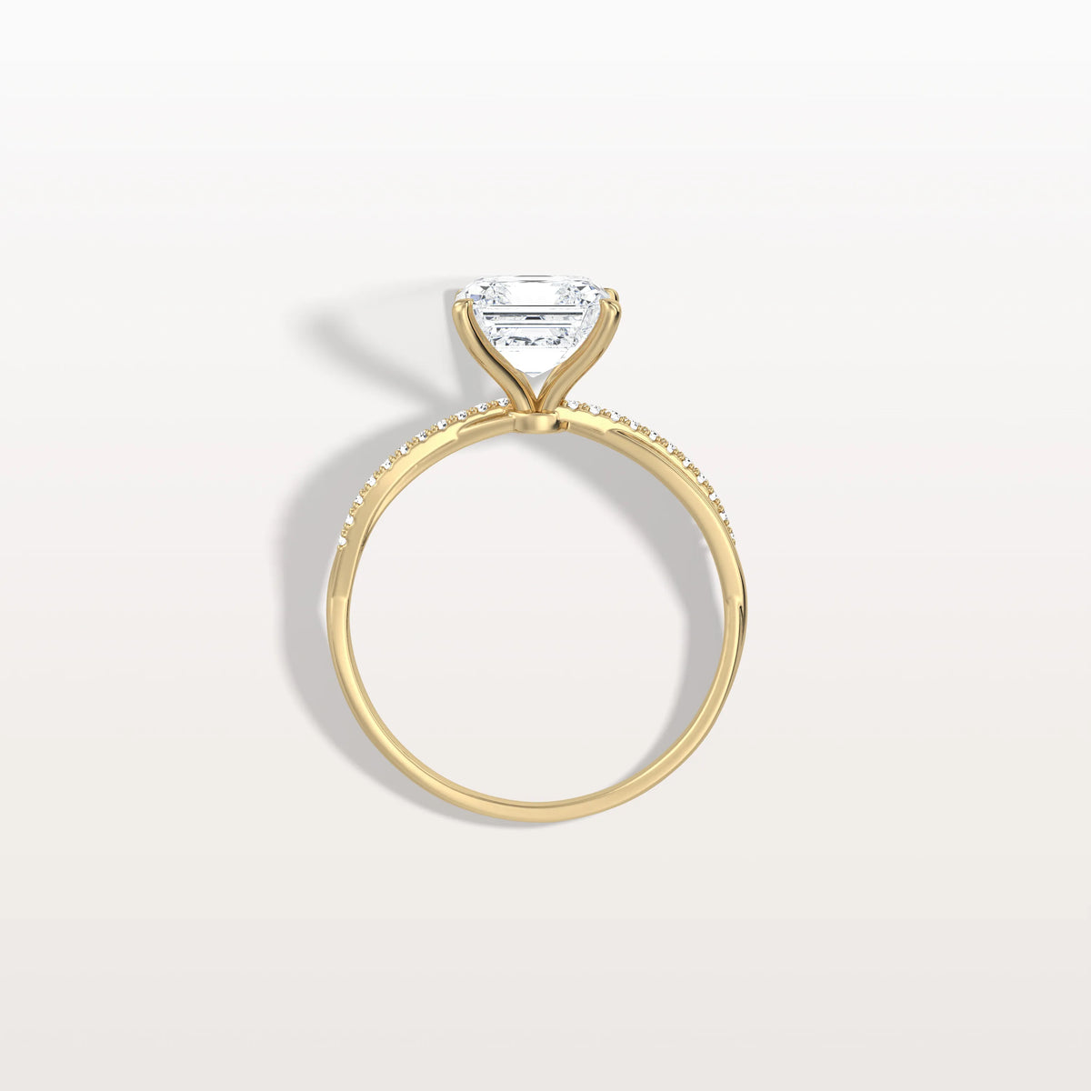 2CT Asscher Cut Lab Diamond Twisted Engagement Ring In Solid Gold/Platinum - Rings