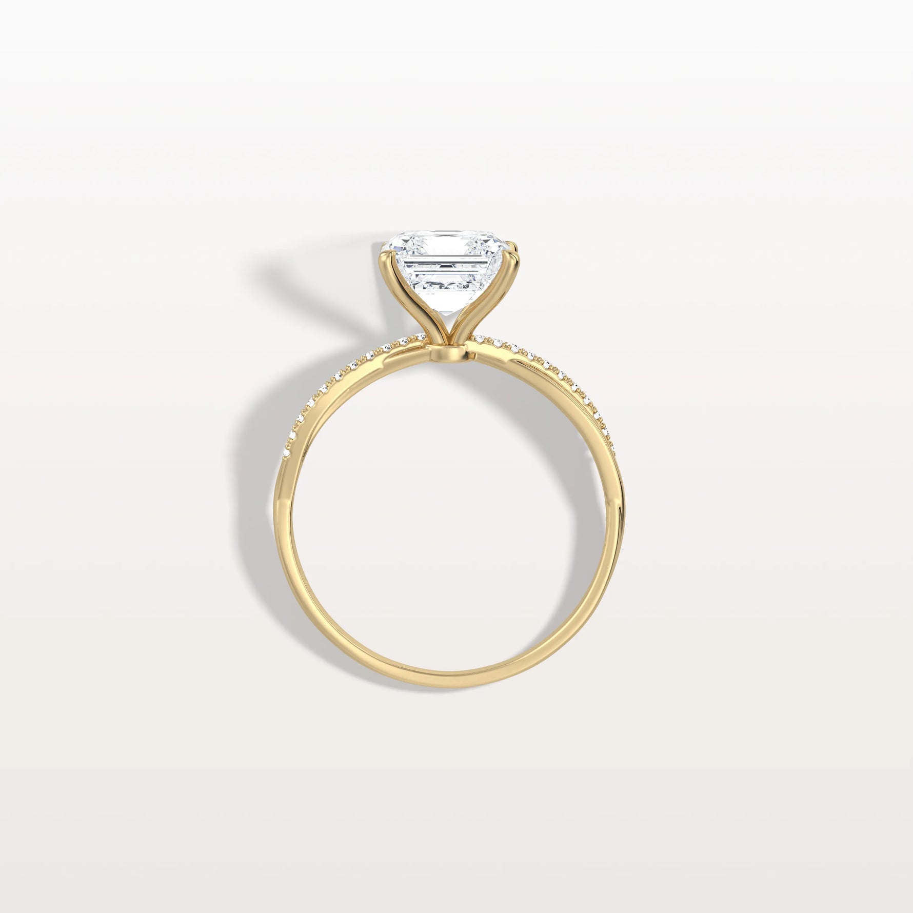 2CT Asscher Cut Lab Diamond Twisted Engagement Ring In Solid Gold/Platinum - Rings
