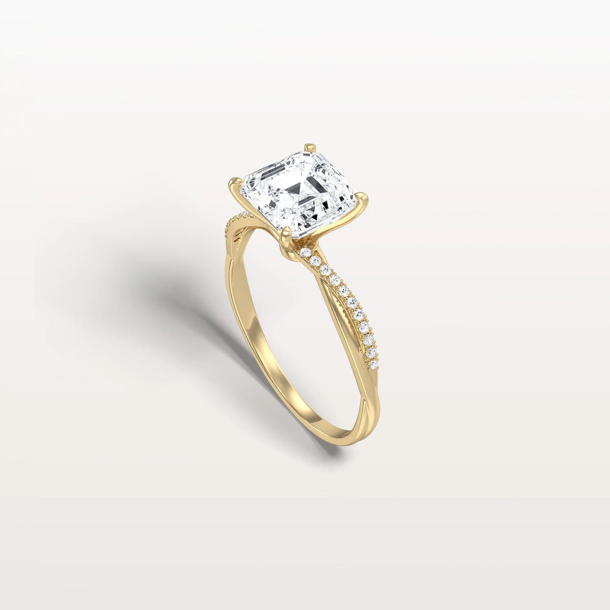 2CT Asscher Cut Lab Diamond Twisted Engagement Ring In Solid Gold/Platinum - Rings