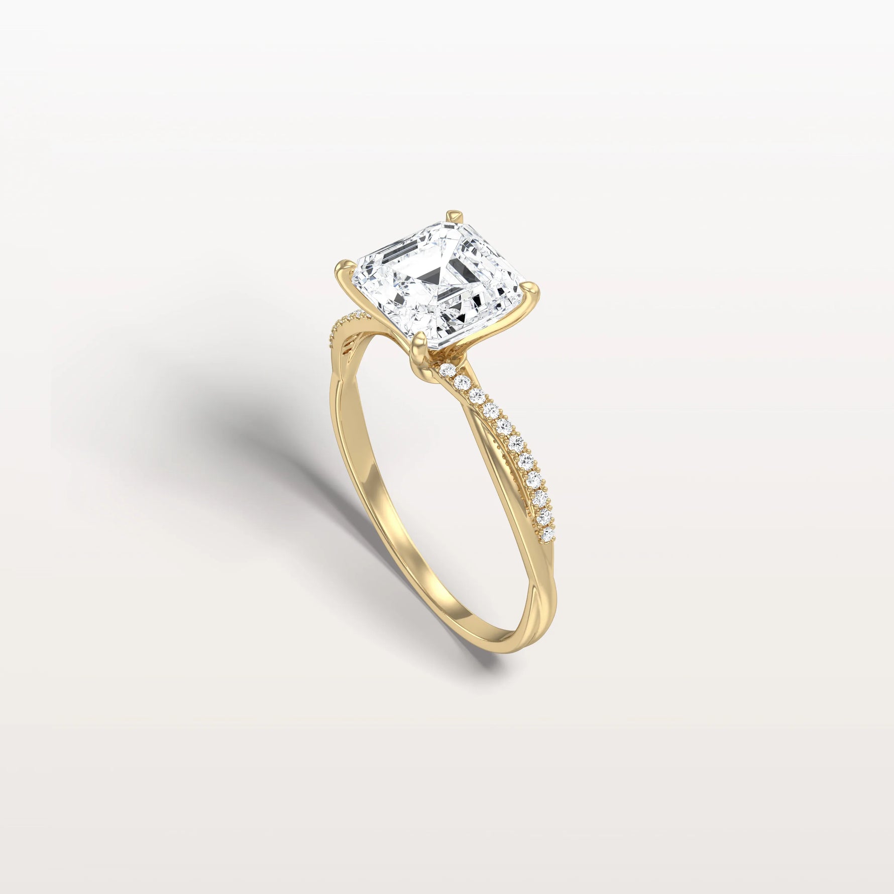 2CT Asscher Cut Lab Diamond Twisted Engagement Ring In Solid Gold/Platinum - Rings
