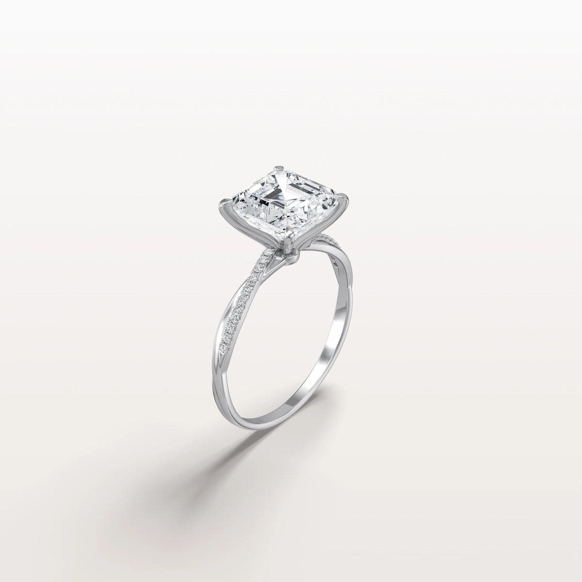 3CT Asscher Cut Lab Diamond Twisted Engagement Ring In Solid Gold/Platinum - Rings