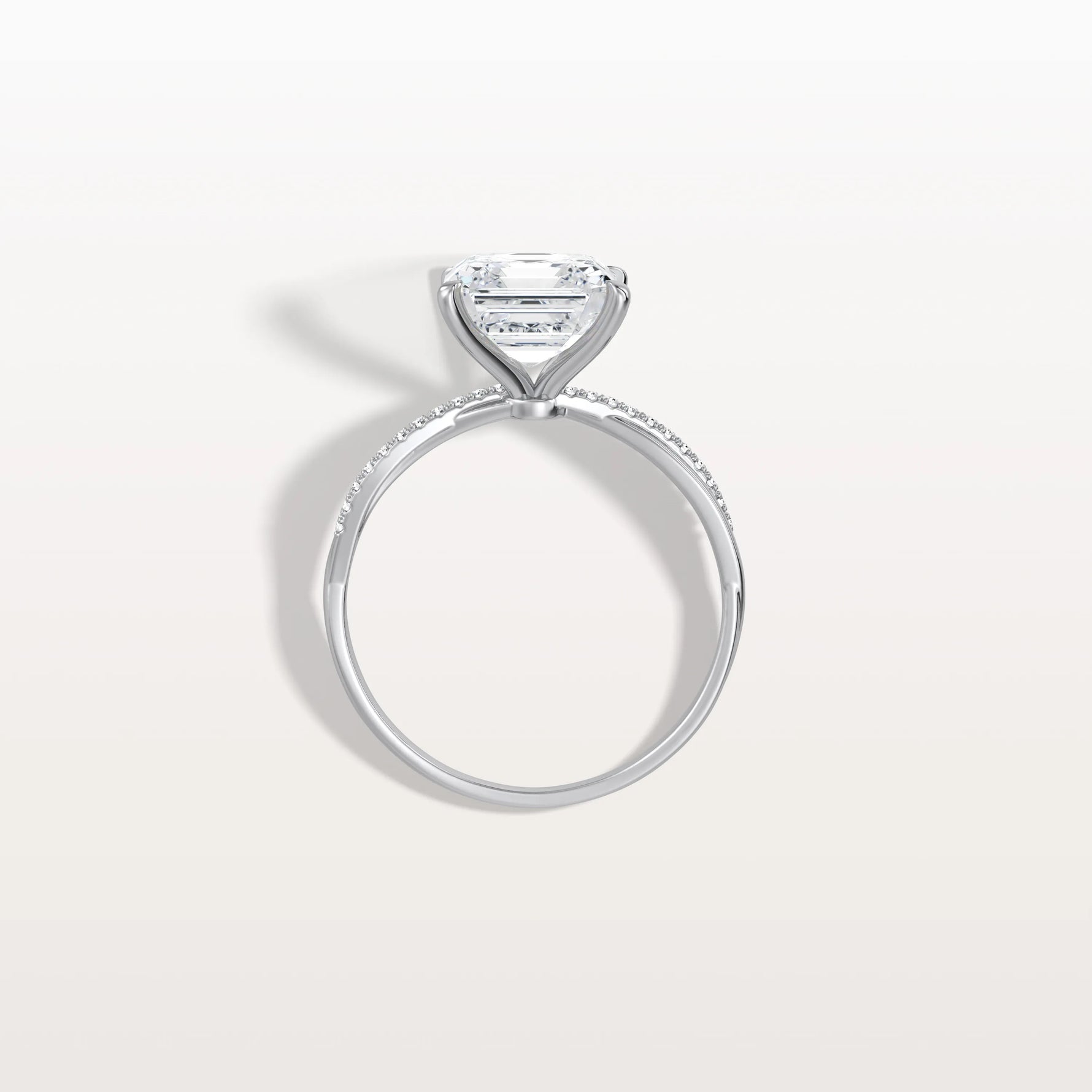 3CT Asscher Cut Lab Diamond Twisted Engagement Ring In Solid Gold/Platinum - Rings