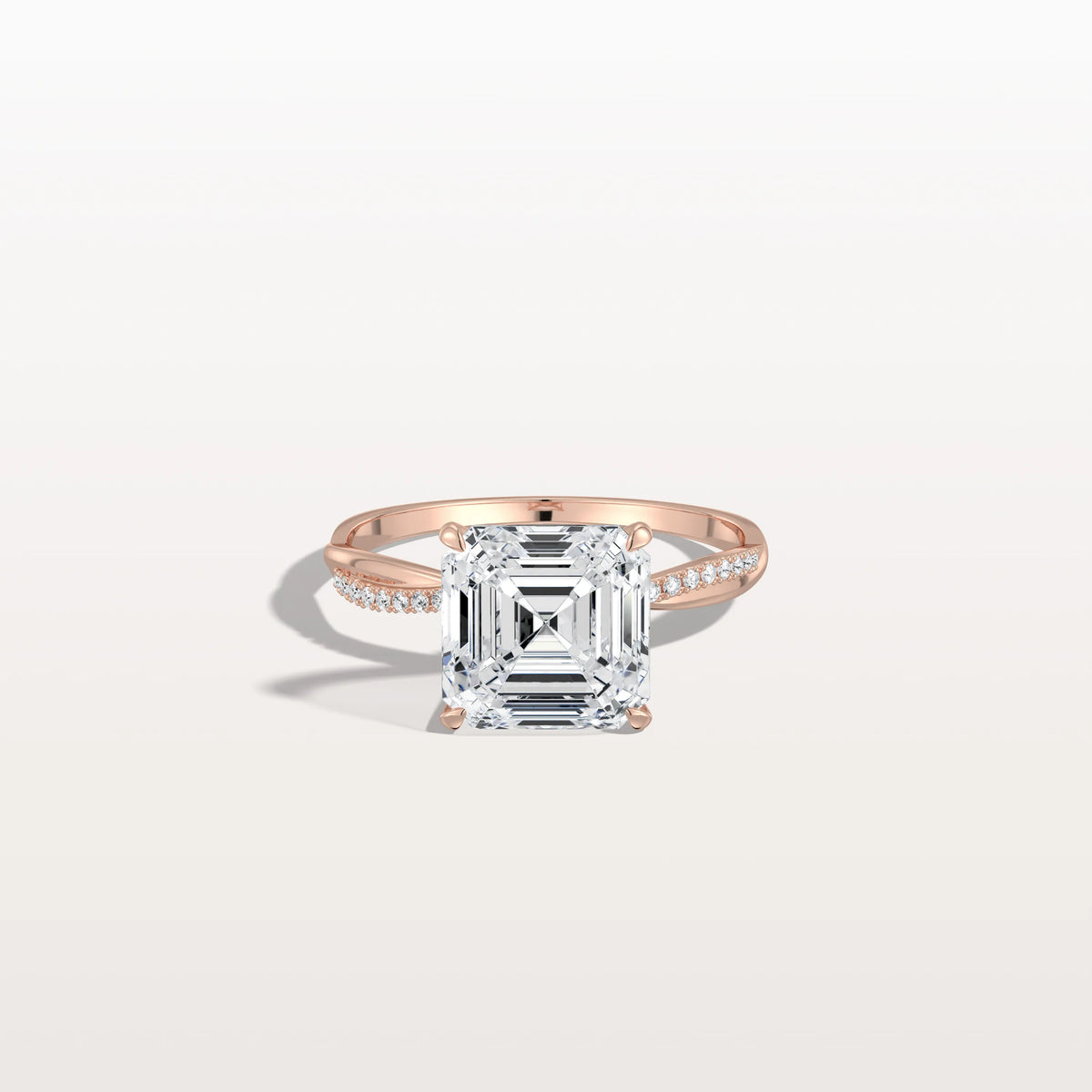 3CT Asscher Cut Lab Diamond Twisted Engagement Ring In Solid Gold/Platinum - Rings