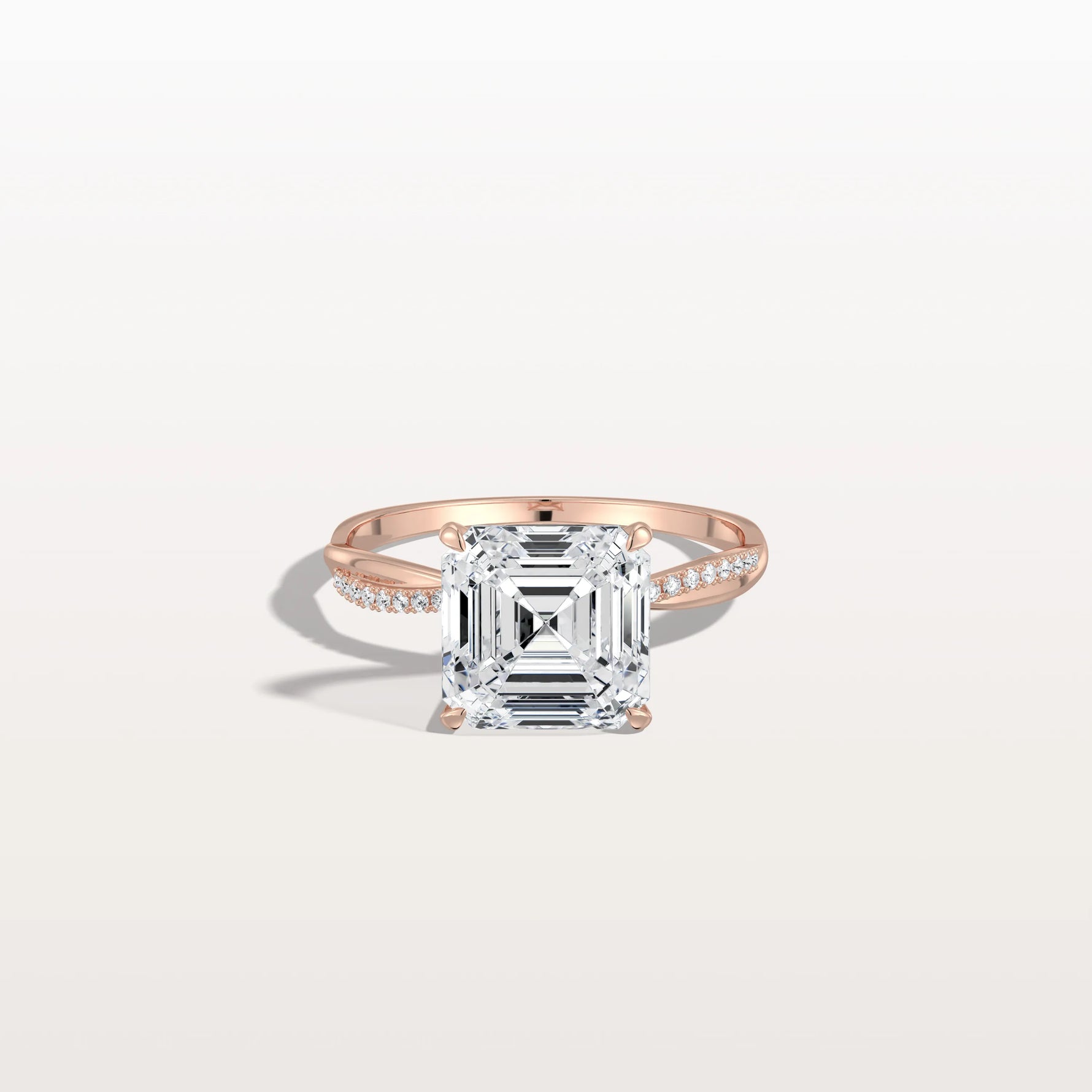 3CT Asscher Cut Lab Diamond Twisted Engagement Ring In Solid Gold/Platinum - Rings