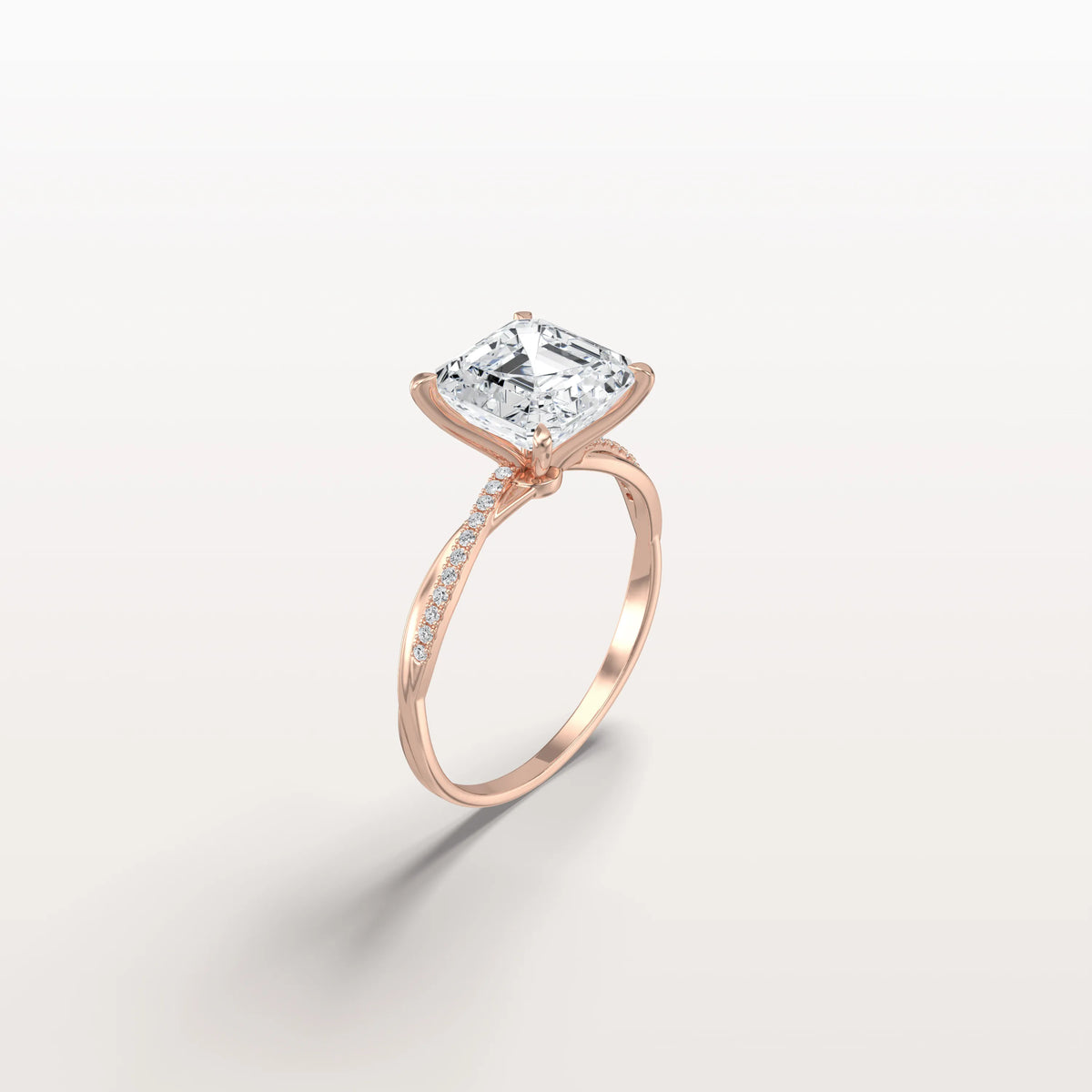 3CT Asscher Cut Lab Diamond Twisted Engagement Ring In Solid Gold/Platinum - Rings