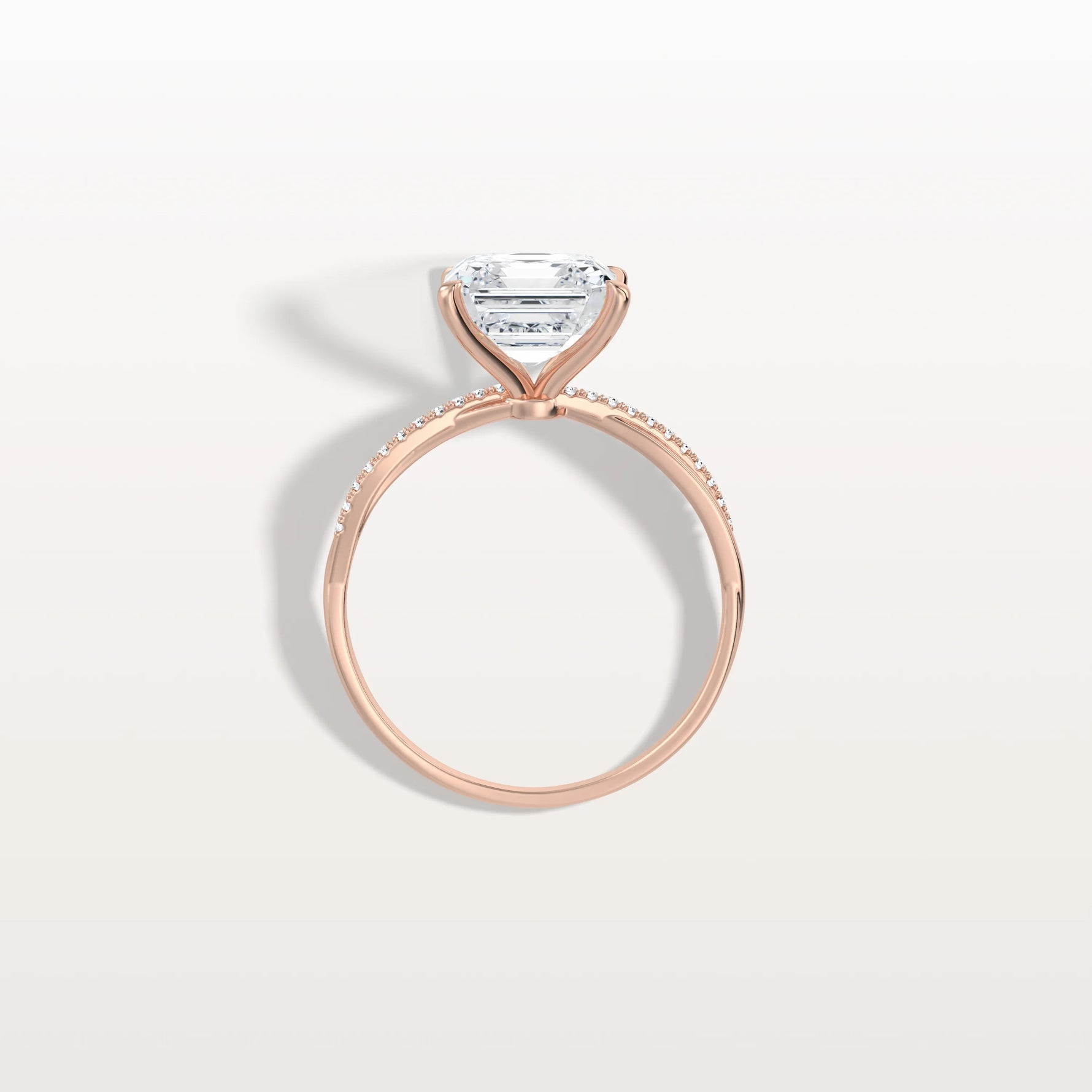 3CT Asscher Cut Lab Diamond Twisted Engagement Ring In Solid Gold/Platinum - Rings