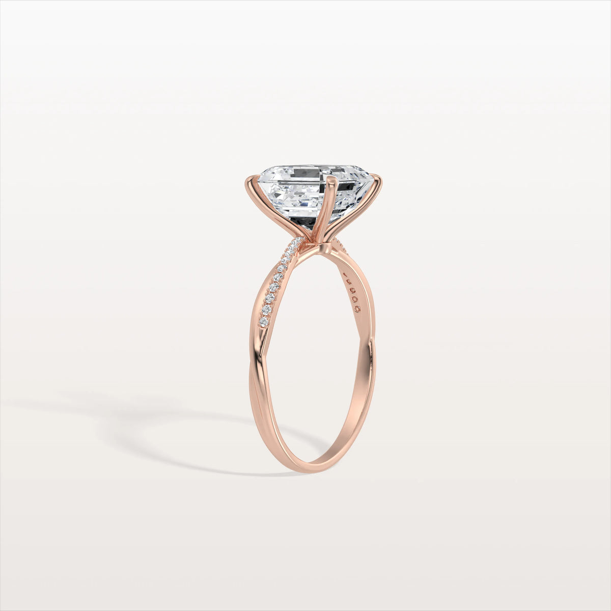 3CT Asscher Cut Lab Diamond Twisted Engagement Ring In Solid Gold/Platinum - Rings