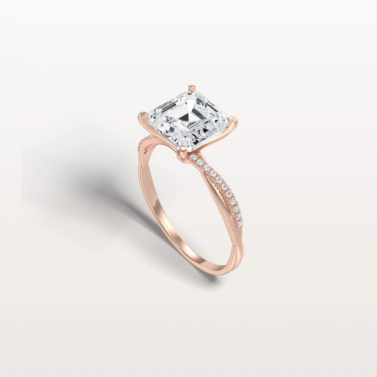 3CT Asscher Cut Lab Diamond Twisted Engagement Ring In Solid Gold/Platinum - Rings