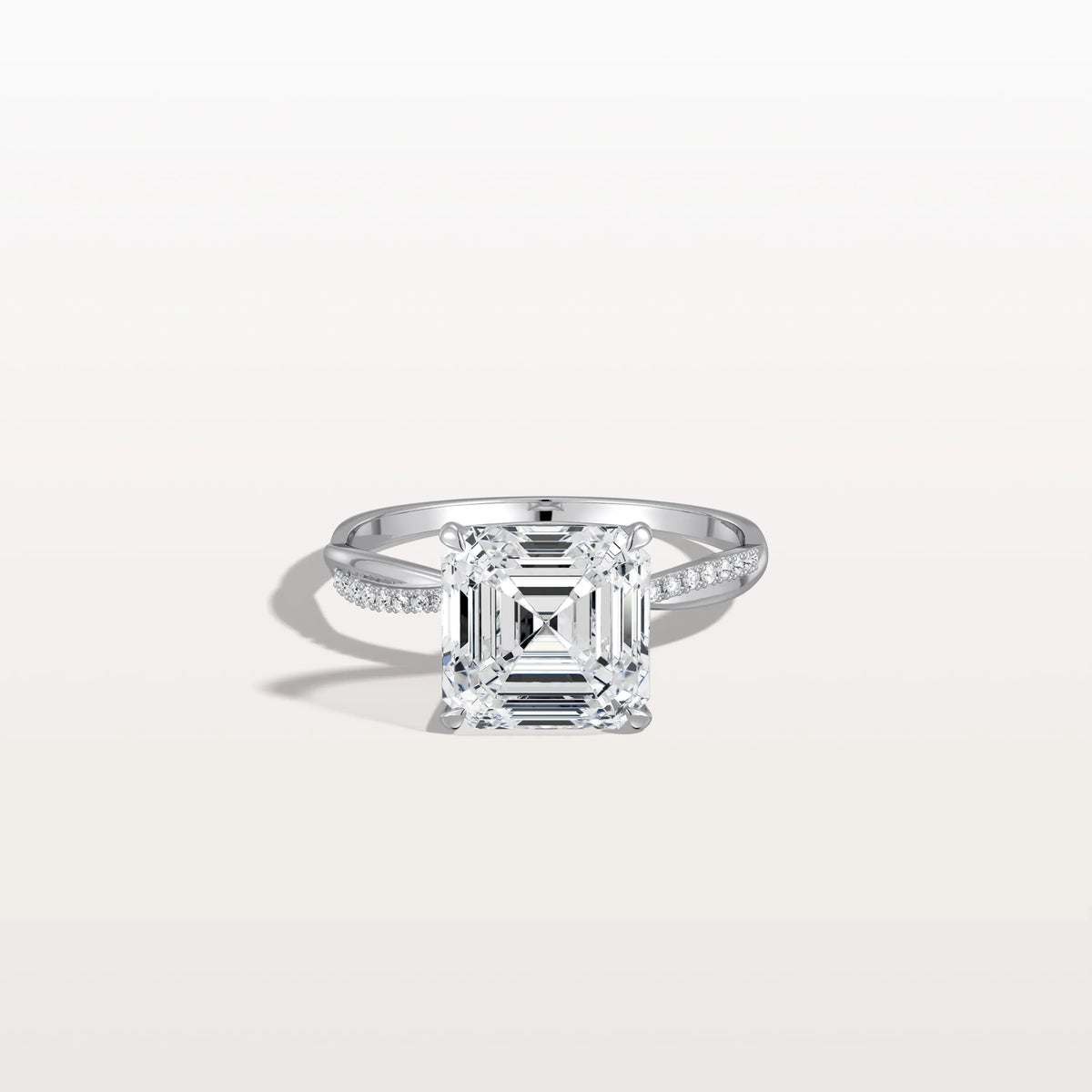 3CT Asscher Cut Lab Diamond Twisted Engagement Ring In Solid Gold/Platinum - Rings