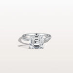 3CT Asscher Cut Lab Diamond Twisted Engagement Ring In Solid Gold/Platinum - Rings