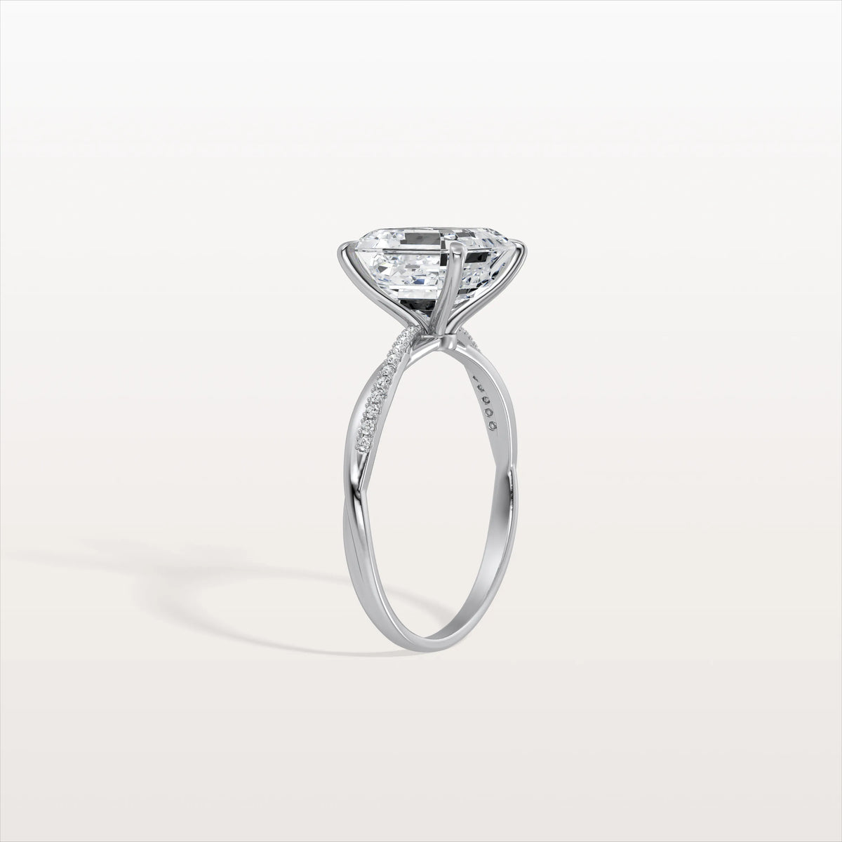 3CT Asscher Cut Lab Diamond Twisted Engagement Ring In Solid Gold/Platinum - Rings