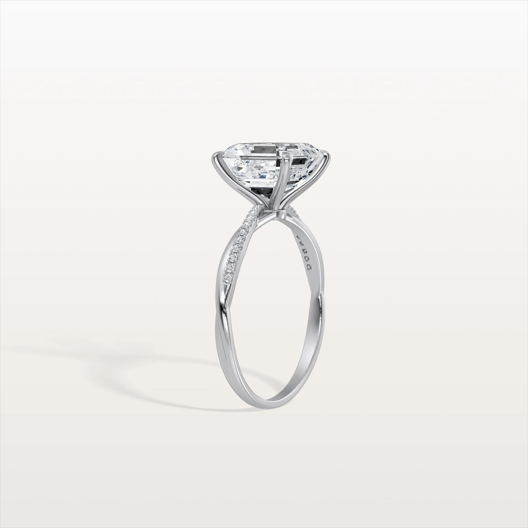 3CT Asscher Cut Lab Diamond Twisted Engagement Ring In Solid Gold/Platinum - Rings