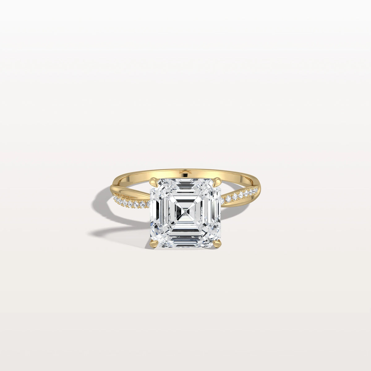 3CT Asscher Cut Lab Diamond Twisted Engagement Ring In Solid Gold/Platinum - Rings