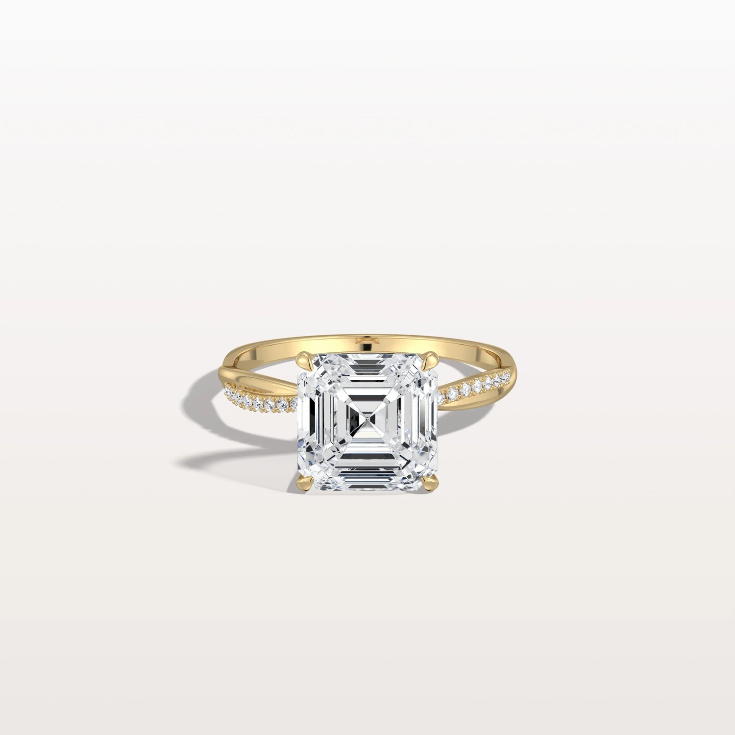 3CT Asscher Cut Lab Diamond Twisted Engagement Ring In Solid Gold/Platinum - Rings
