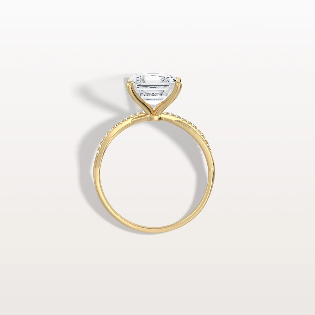 3CT Asscher Cut Lab Diamond Twisted Engagement Ring In Solid Gold/Platinum - Rings