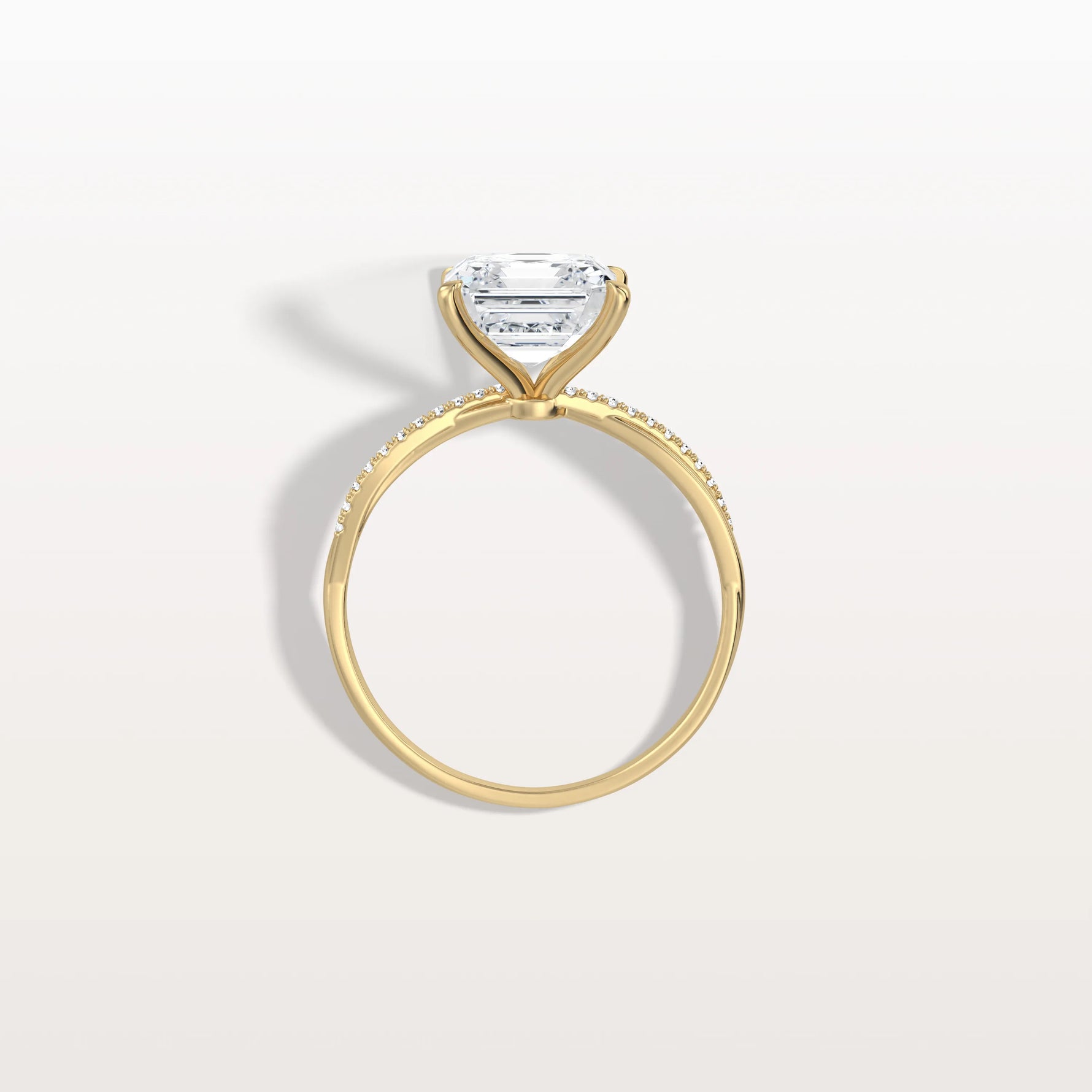 3CT Asscher Cut Lab Diamond Twisted Engagement Ring In Solid Gold/Platinum - Rings