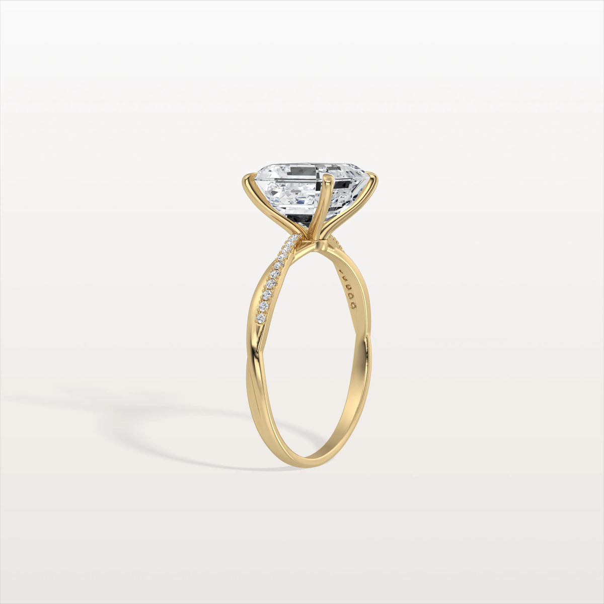 3CT Asscher Cut Lab Diamond Twisted Engagement Ring In Solid Gold/Platinum - Rings