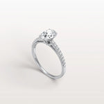 Oval Cut Pave Solitaire 1CT Lab Grown Engagement Ring - Rings
