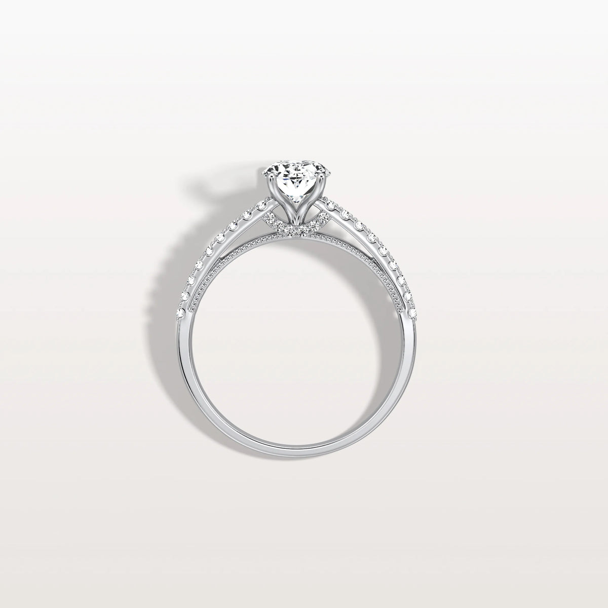 Oval Cut Pave Solitaire 1CT Lab Grown Engagement Ring - Rings