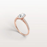 Oval Cut Pave Solitaire 1CT Lab Grown Engagement Ring - Rings