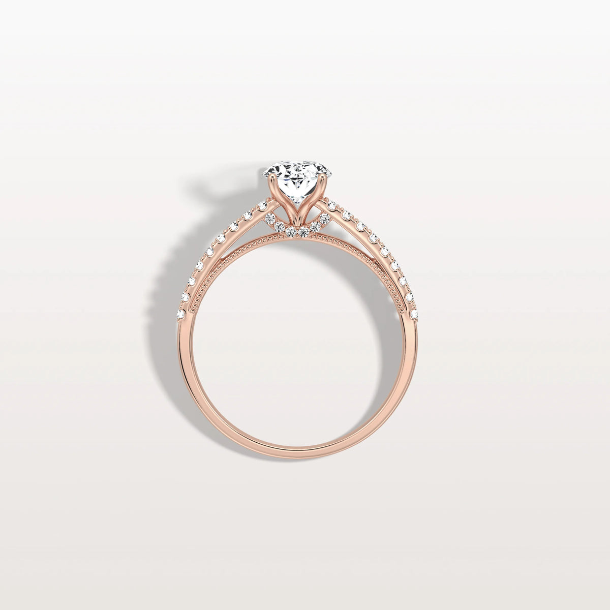 Oval Cut Pave Solitaire 1CT Lab Grown Engagement Ring - Rings