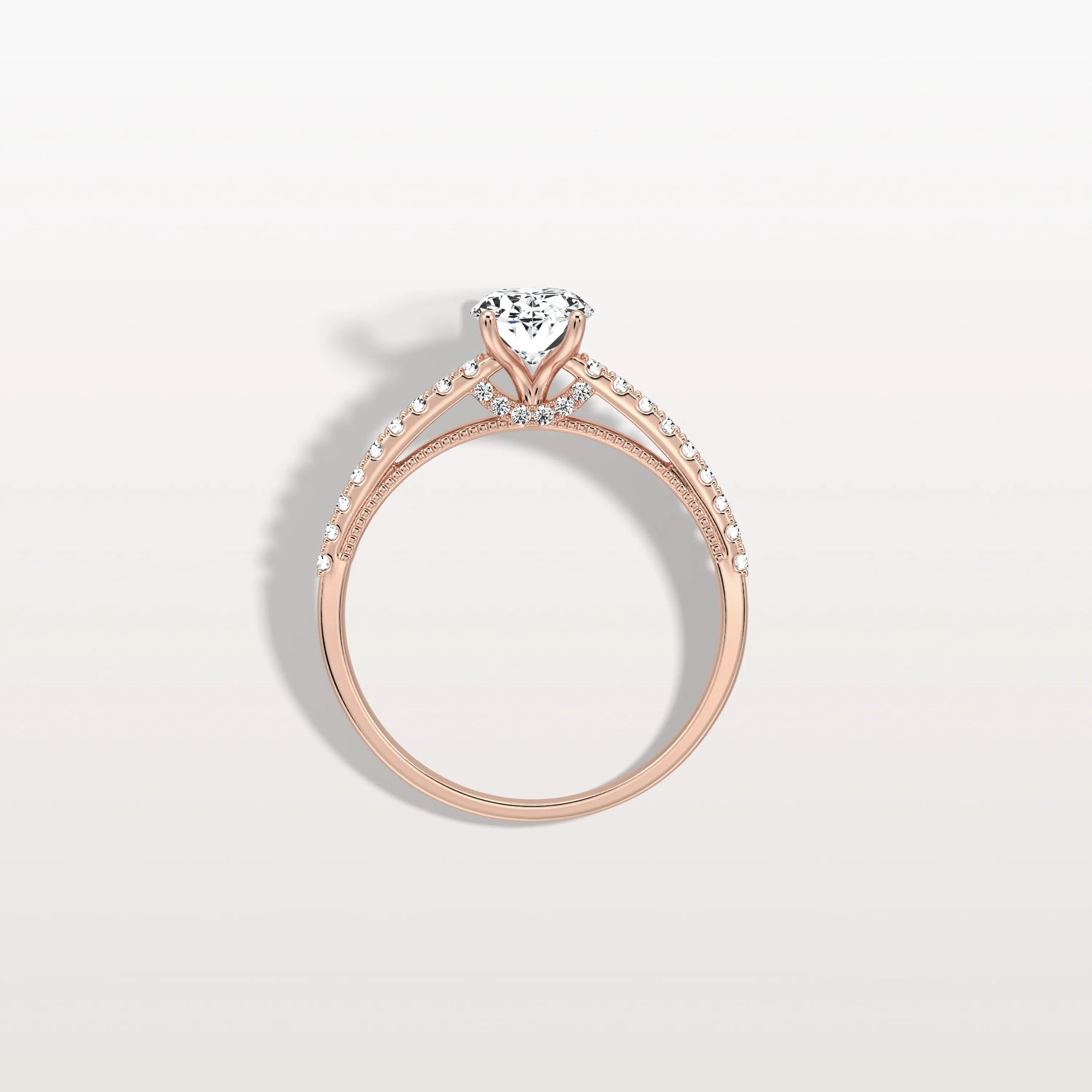 Oval Cut Pave Solitaire 1CT Lab Grown Engagement Ring - Rings