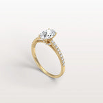 Oval Cut Pave Solitaire 1CT Lab Grown Engagement Ring - Rings