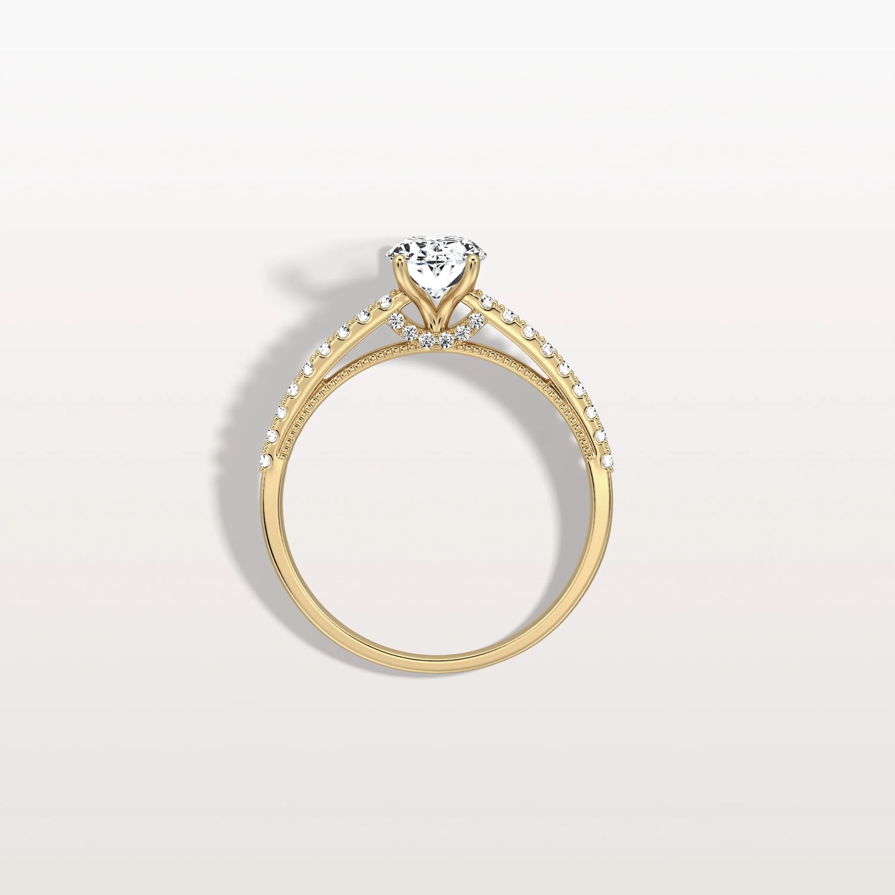 Oval Cut Pave Solitaire 1CT Lab Grown Engagement Ring - Rings