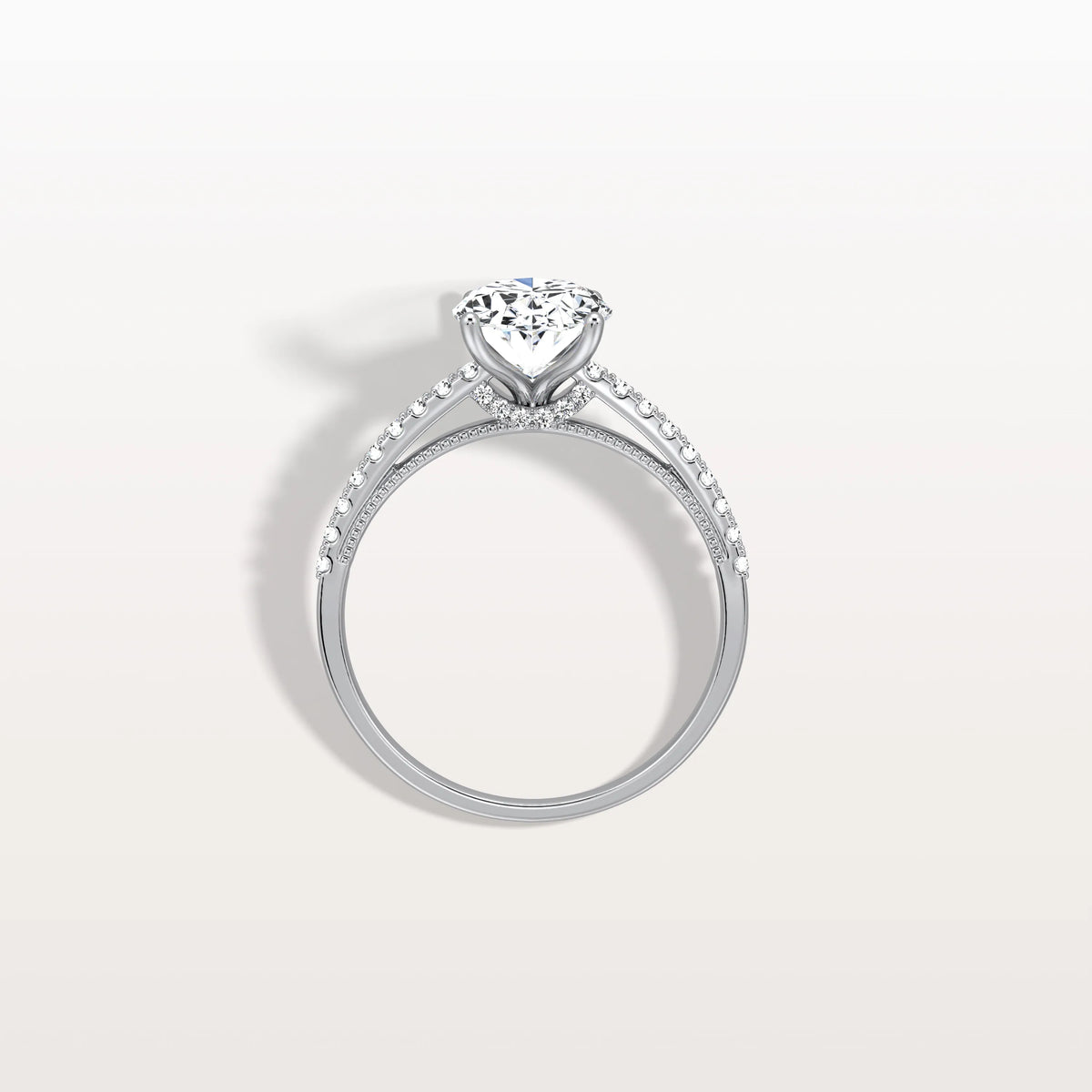 Oval Cut Pave Solitaire 2CT Lab Grown Engagement Ring - Rings