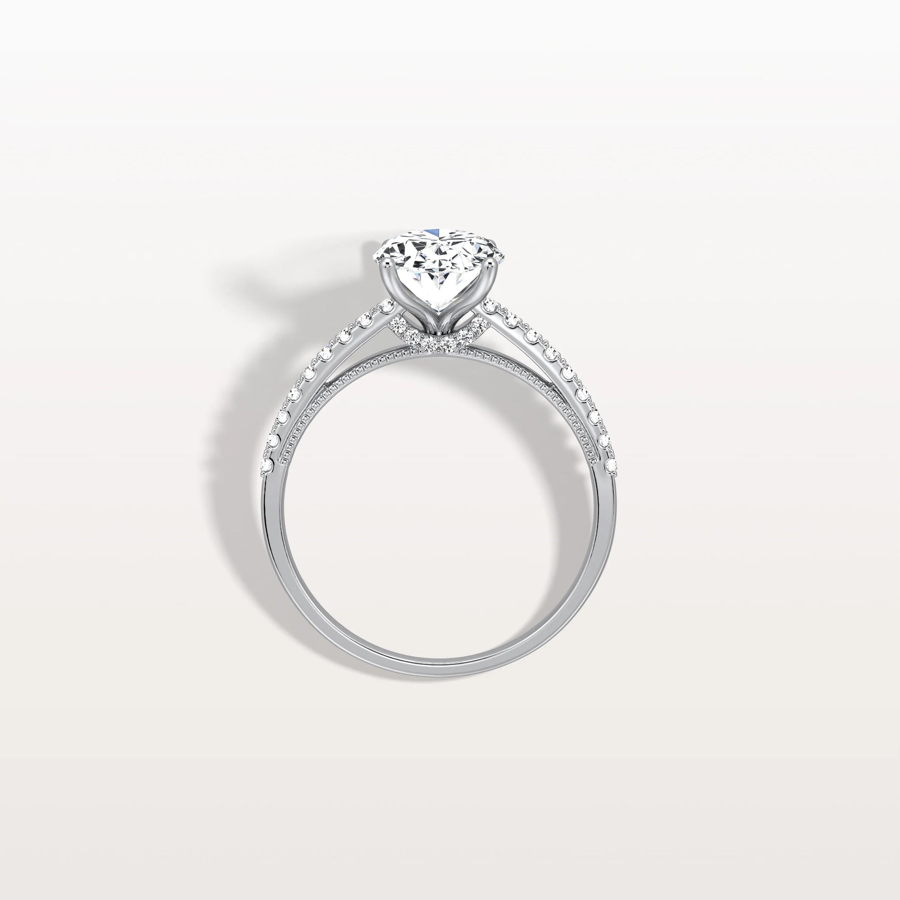 Oval Cut Pave Solitaire 2CT Lab Grown Engagement Ring - Rings