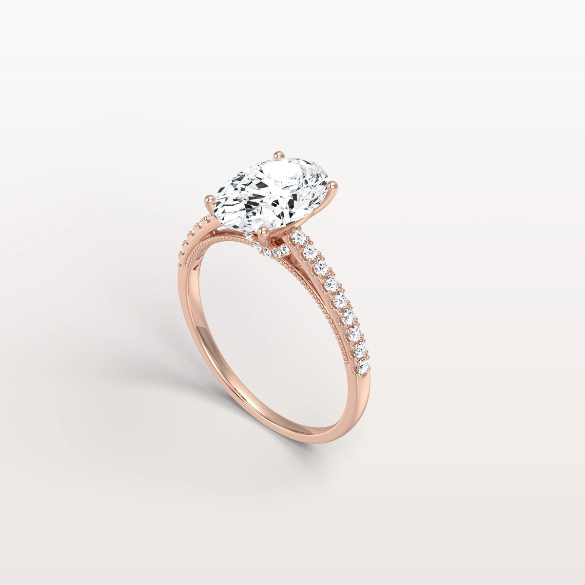 Oval Cut Pave Solitaire 2CT Lab Grown Engagement Ring - Rings