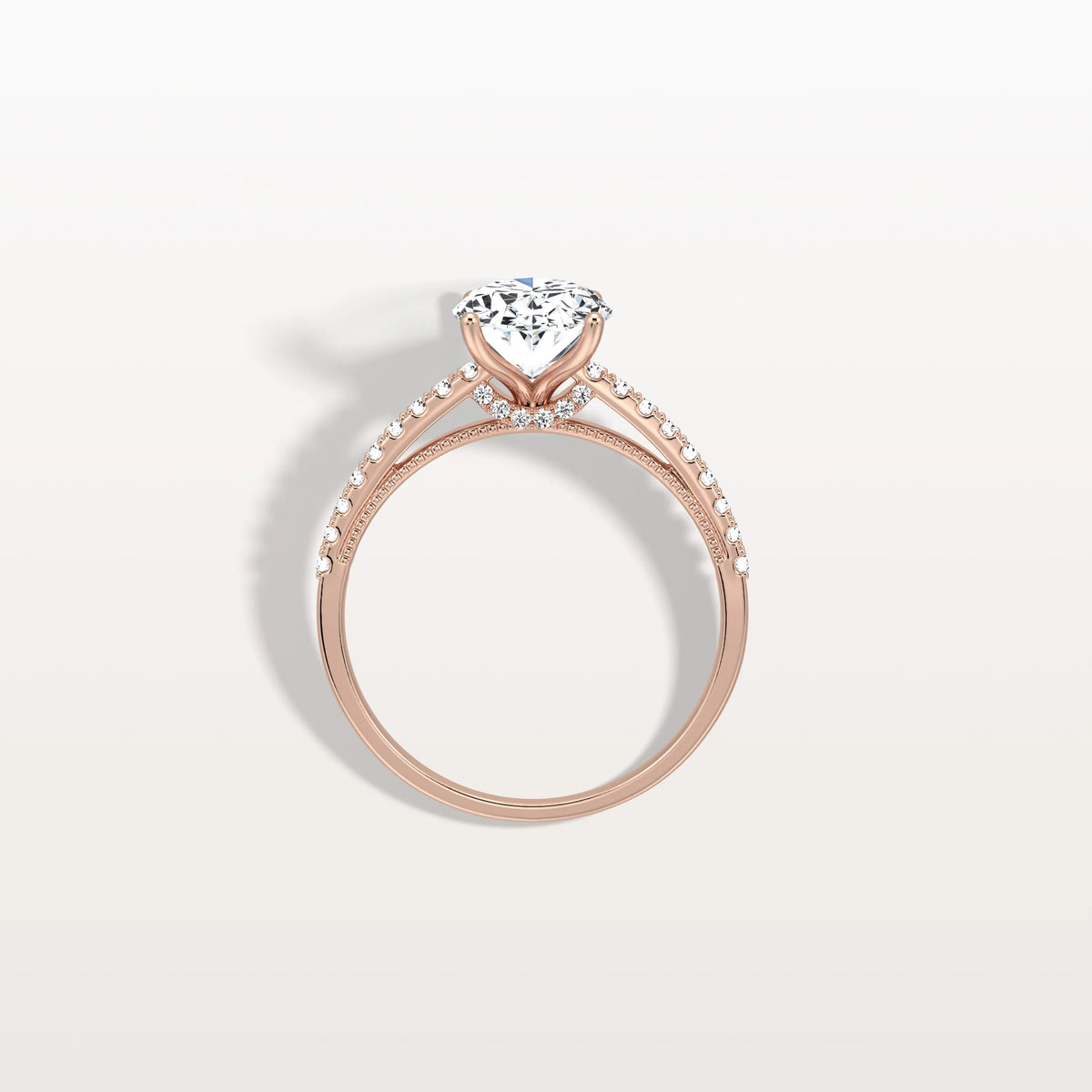 Oval Cut Pave Solitaire 2CT Lab Grown Engagement Ring - Rings