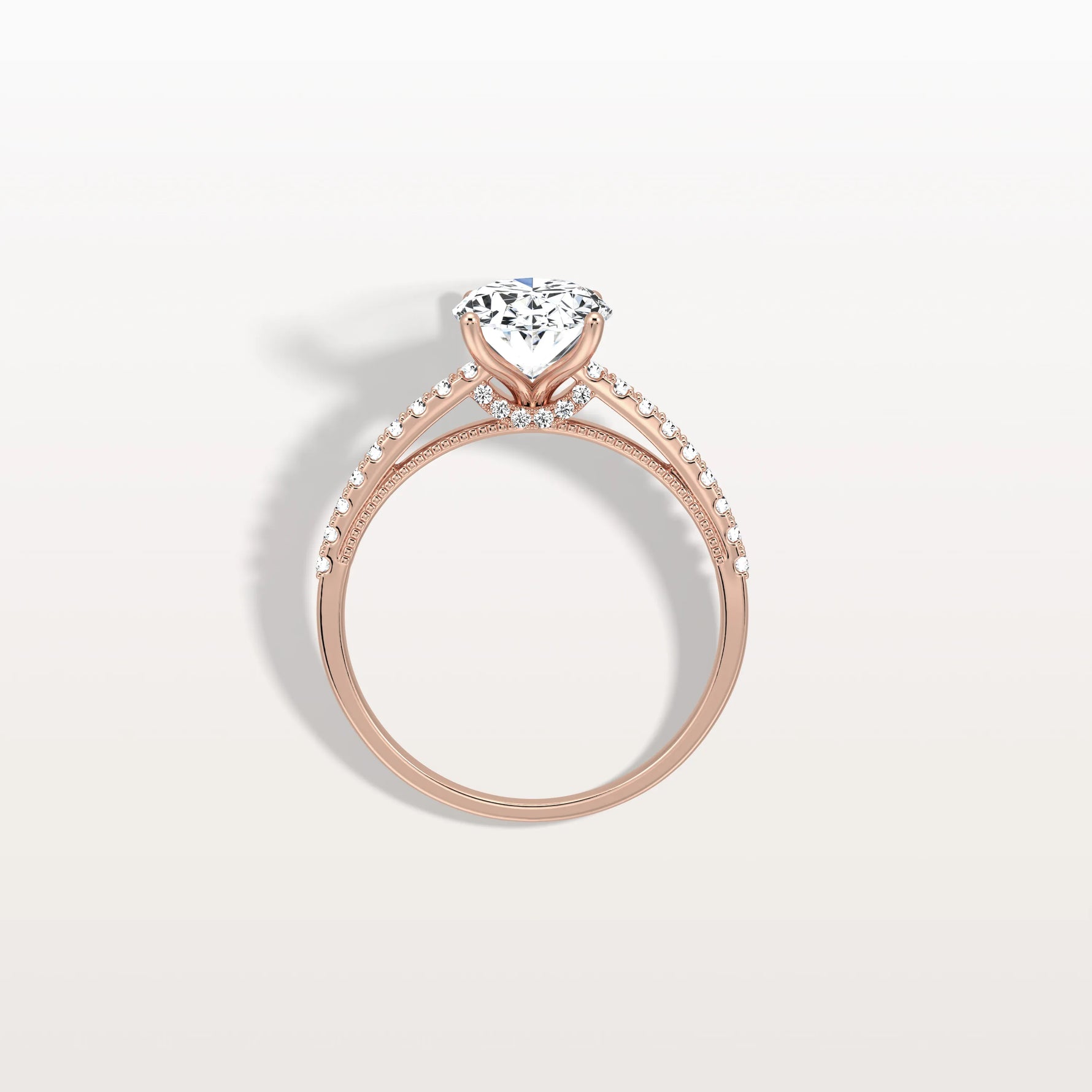 Oval Cut Pave Solitaire 2CT Lab Grown Engagement Ring - Rings