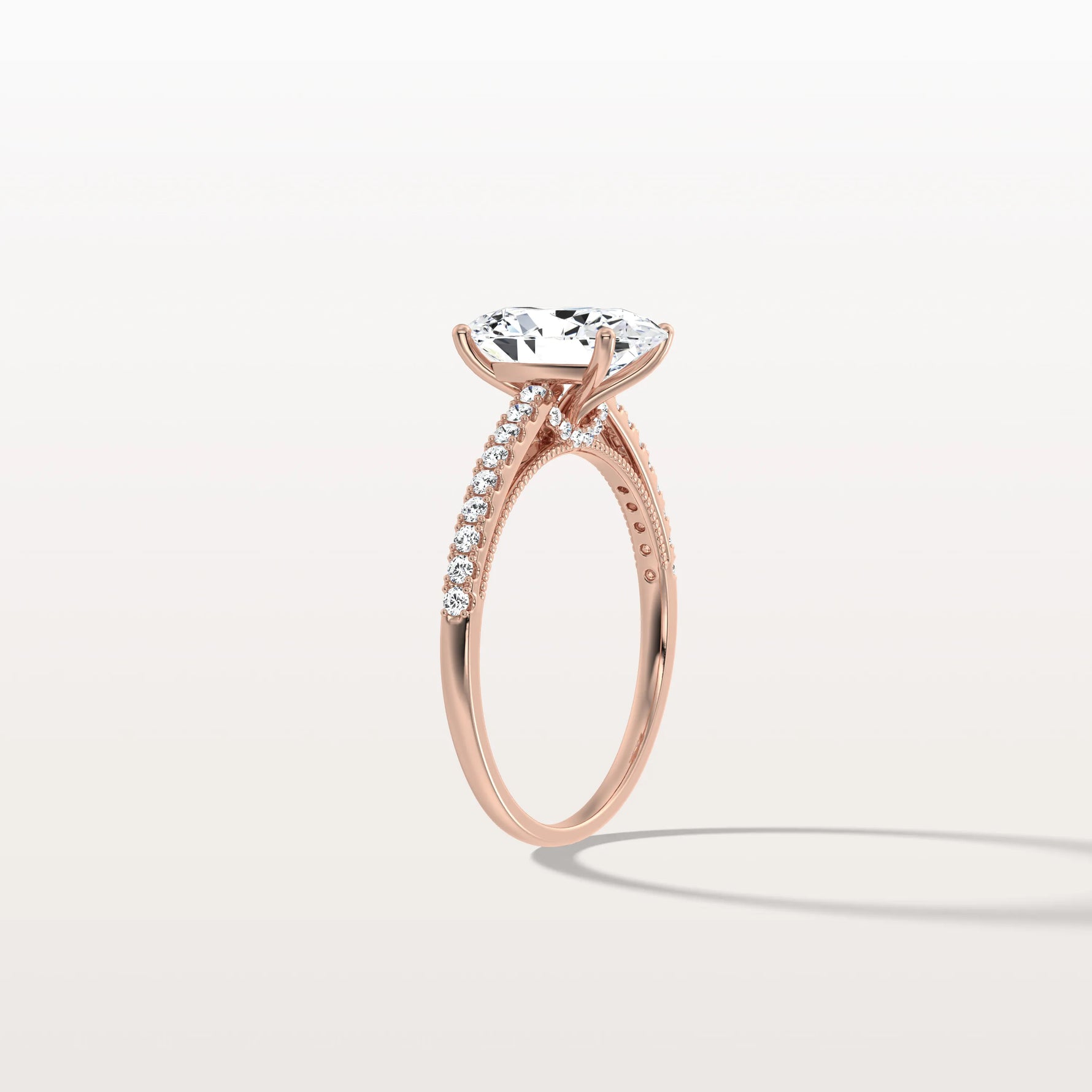 Oval Cut Pave Solitaire 2CT Lab Grown Engagement Ring - Rings