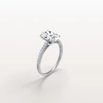 Oval Cut Pave Solitaire 2CT Lab Grown Engagement Ring - Rings