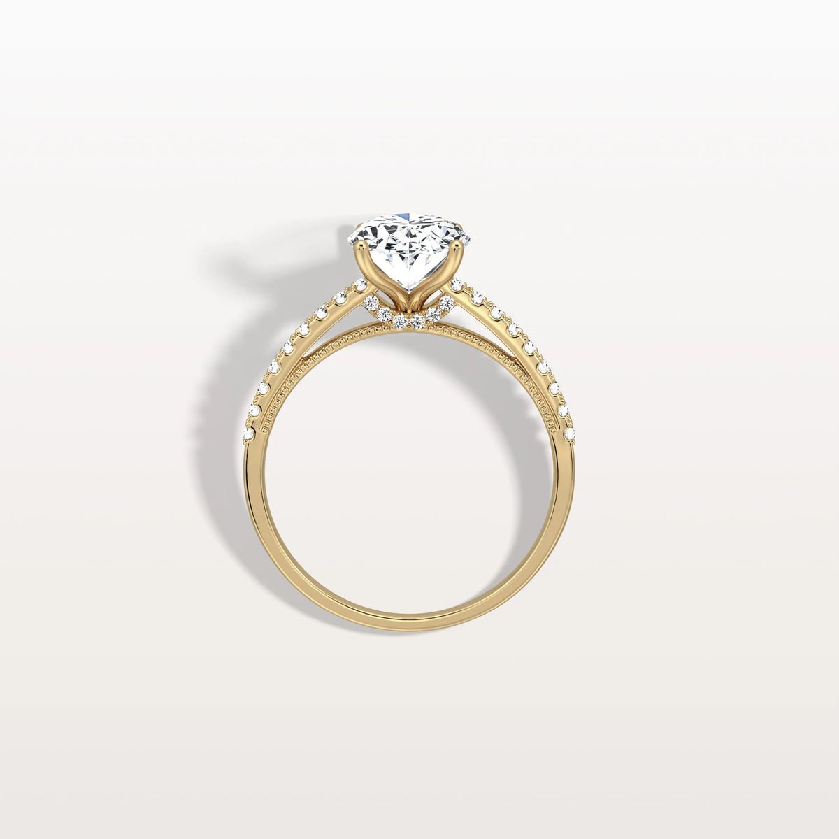 Oval Cut Pave Solitaire 2CT Lab Grown Engagement Ring - Rings