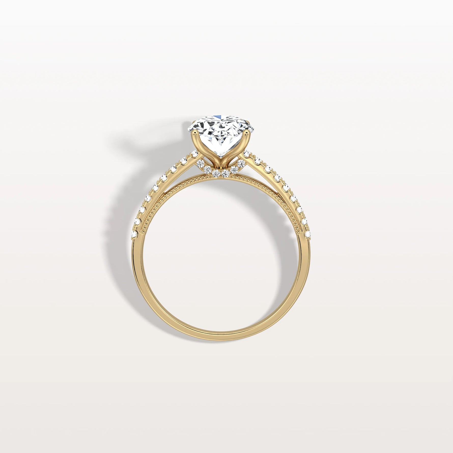 Oval Cut Pave Solitaire 2CT Lab Grown Engagement Ring - Rings