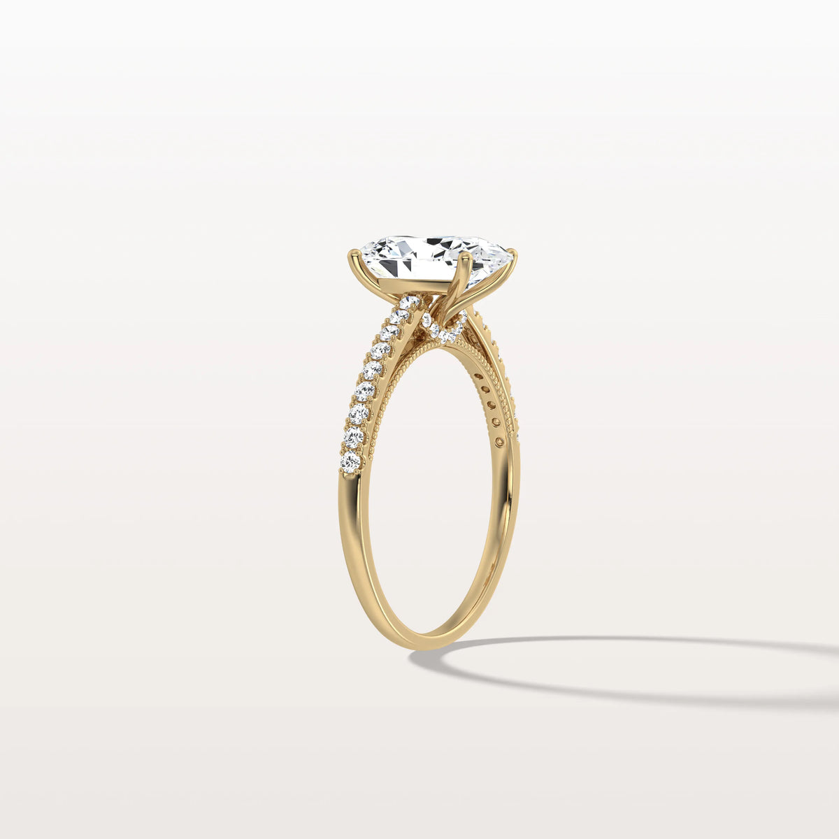 Oval Cut Pave Solitaire 2CT Lab Grown Engagement Ring - Rings