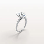 Oval Cut Pave Solitaire 3CT Lab Grown Engagement Ring - Rings