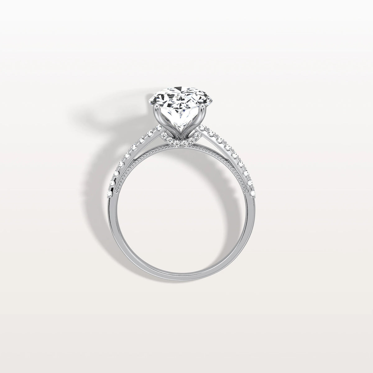 Oval Cut Pave Solitaire 3CT Lab Grown Engagement Ring - Rings