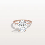 Oval Cut Pave Solitaire 3CT Lab Grown Engagement Ring - Rings