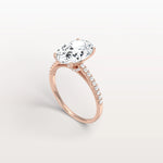 Oval Cut Pave Solitaire 3CT Lab Grown Engagement Ring - Rings