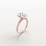 Oval Cut Pave Solitaire 3CT Lab Grown Engagement Ring - Rings